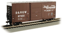 Bachmann 18204 HO Rio Grande D&RGW #67422 Hi-Cube sliding-door boxcar angled view