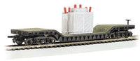 Bachmann HO 52-foot Center-Depressed Flat Car with Transformer – 18348