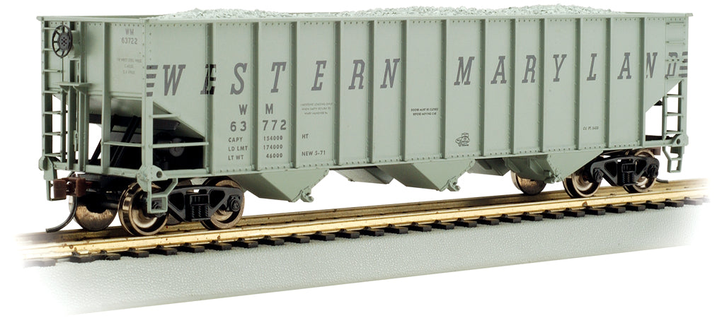 Bachmann HO Scale Bethlehem Steel 100 Ton 3 Bay Hopper - Western Maryland® #63834 - 18737
