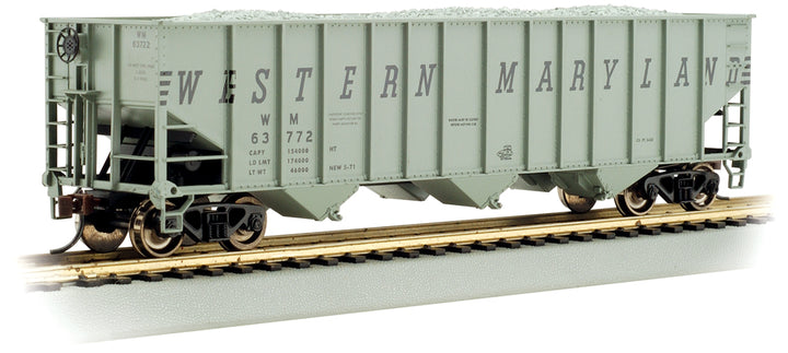 Bachmann HO Scale Bethlehem Steel 100 Ton 3 Bay Hopper - Western Maryland® #63834 - 18737