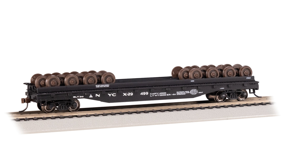 Bachmann HO Scale 52' Wheel Flatcar with Wheel Load - New York Central #X-29499 - 18936