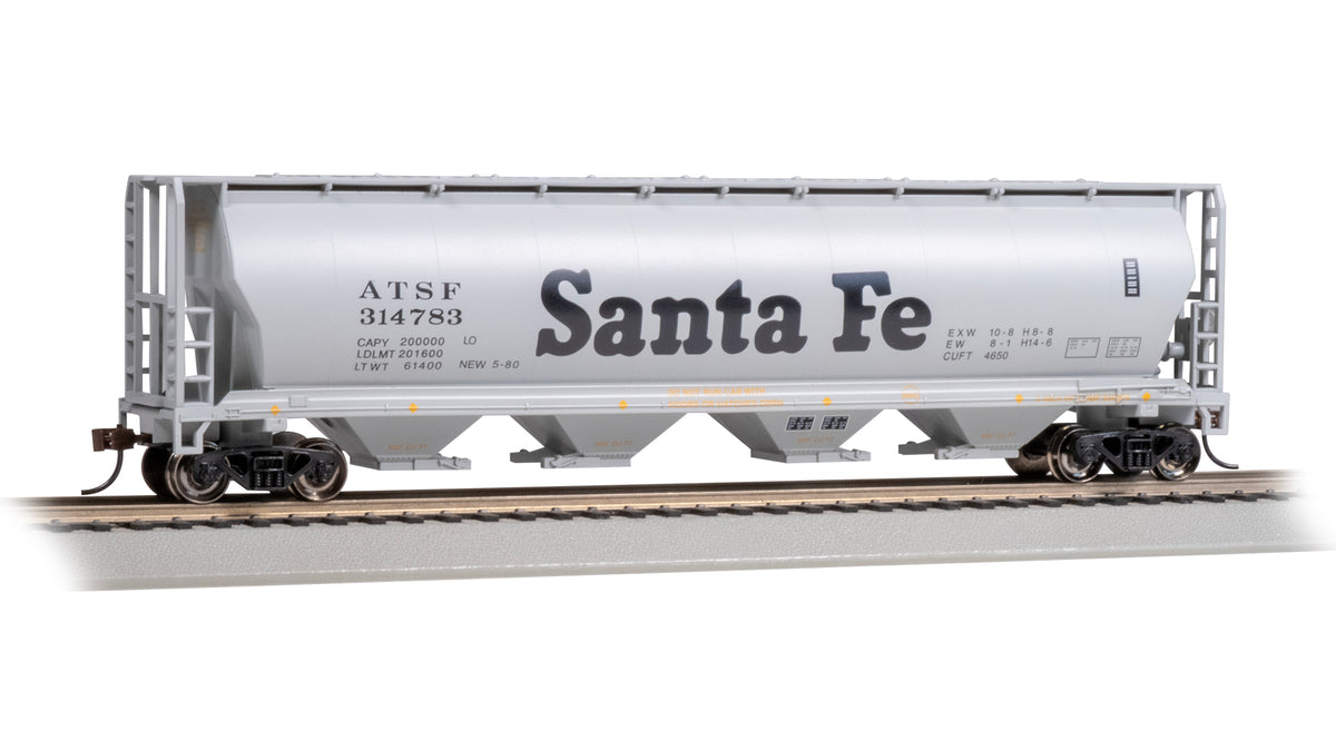 Bachmann HO Scale Canadian 4 Bay Cylindrical Grain Hopper - Santa Fe #314783 - 19102