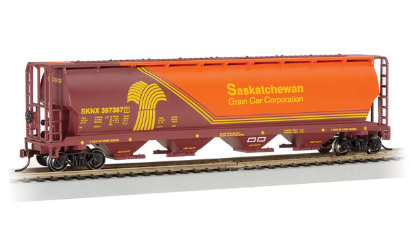 Bachmann HO Scale Canadian 4 Bay Cylindrical Grain Hopper - Saskatchewan - Wheat Herald #397387 - 19140