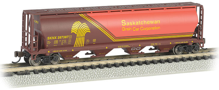 Bachmann N Scale 4 Bay Cylindrical Grain Hopper - Saskatchewan - Wheat Herald #397387 - 19153