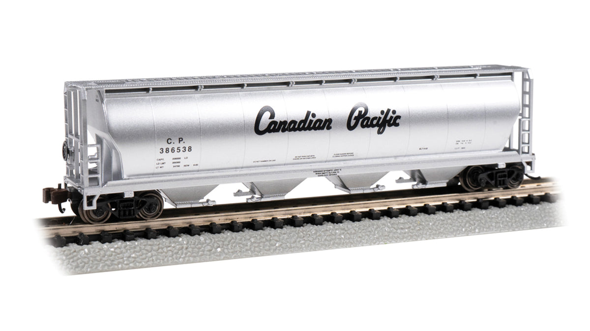 Bachmann N Scale 4-Bay Cylindrical Grain Hopper - Canadian Pacific #386538 - 19165