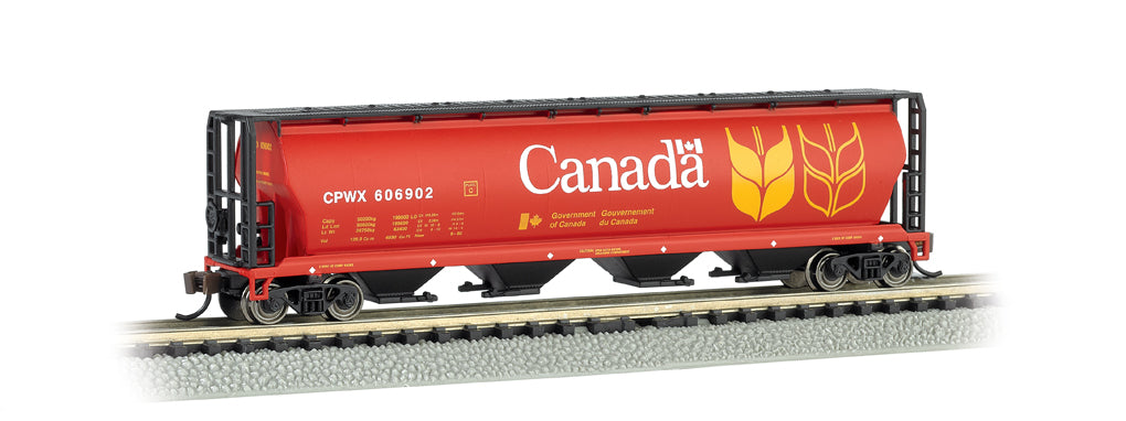 Bachmann N Scale 4 Bay Cylindrical Grain Hopper - Canada Grain #606902 - 19181