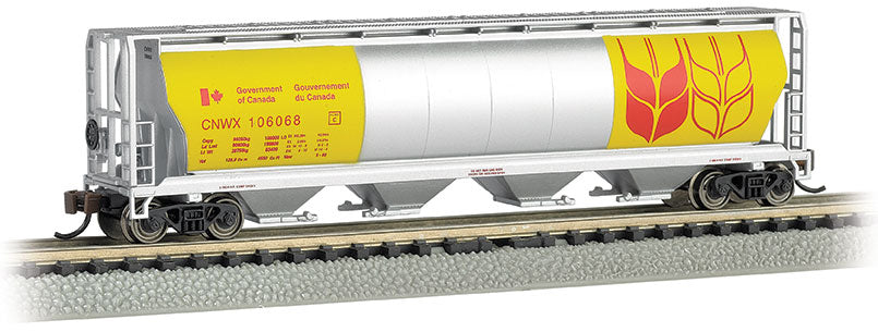 Bachmann N Scale 4 Bay Cylindrical Grain Hopper - Government of Canada #106068 - 19184