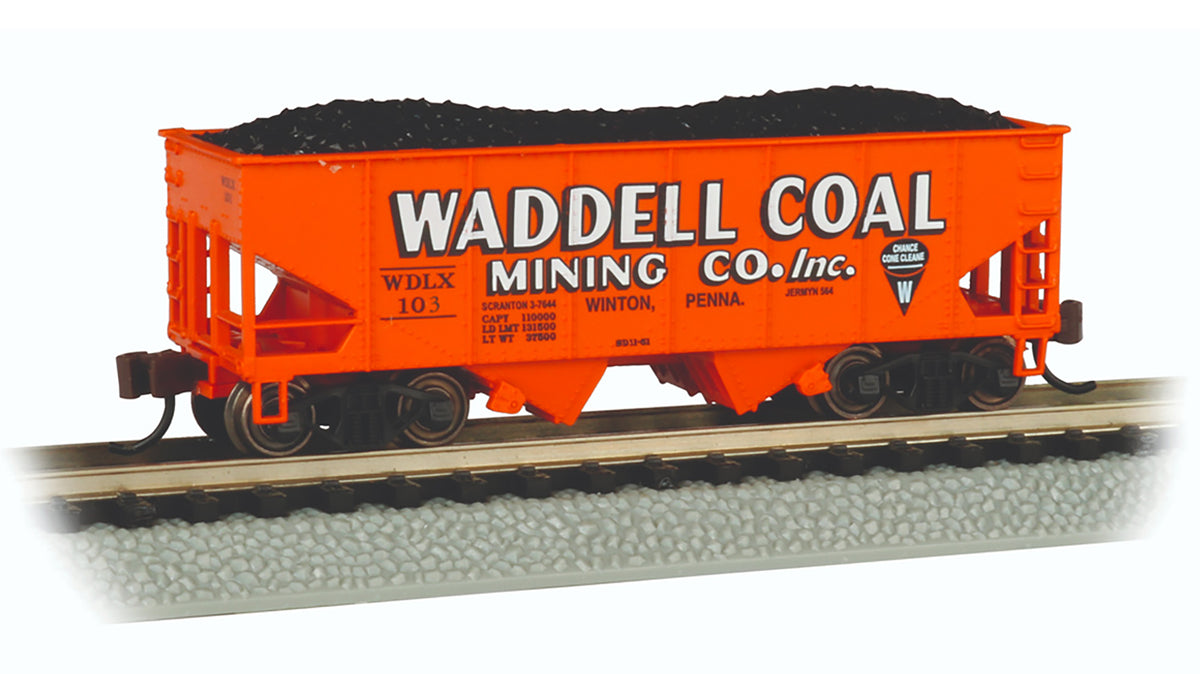 Bachmann N Scale USRA 55-Ton 2-Bay Hopper - Waddell Coal #103 - 19561