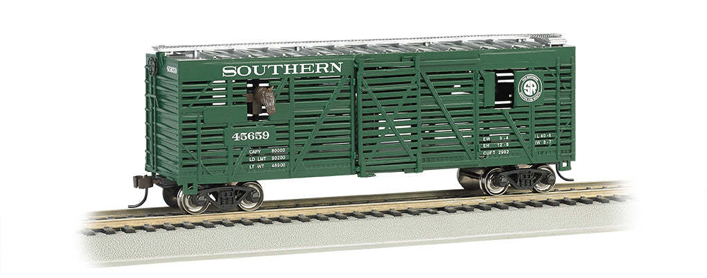 Bachmann HO Scale 40' Animated Stock Car - Southern with Horses - 19702