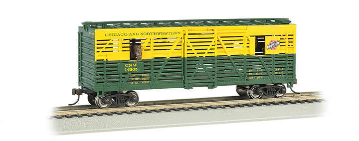 Bachmann HO Scale 40' Animated Stock Car - C & NW™ with Horses - 19703