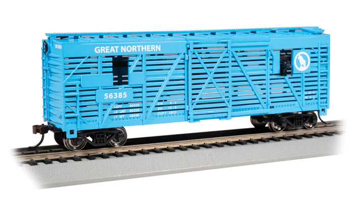 Bachmann HO Scale 40' Animated Stock Car - Great Northern #56385 with Cattle - 19714