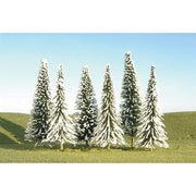 Bachmann 32002 SceneScapes 5 to 6 inch pine trees with snow six-pack exact alternate view