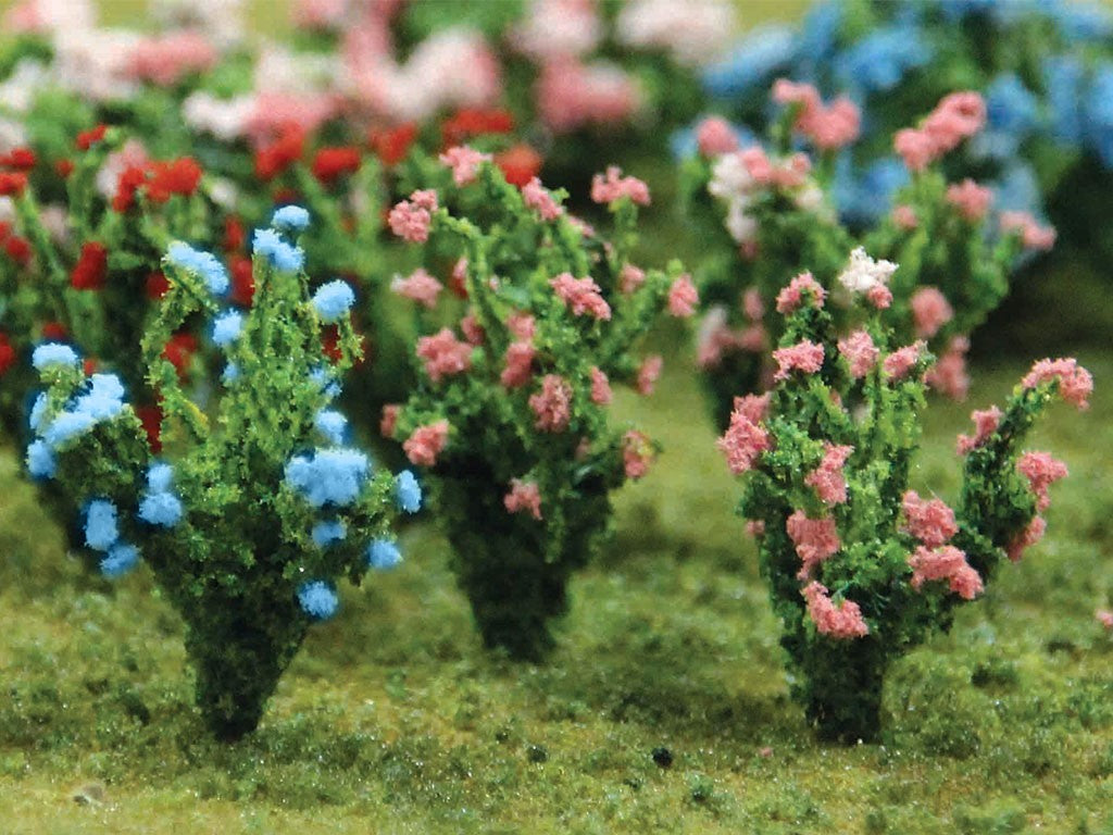 Flowering Bushes - Pink & Blue - 1" Tall (8 per pack) - Bachmann 32512