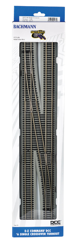 E-Z Command® DCC #6 Single Crossover Turnout - Left/1 pcs (HO) - Bachmann 44137