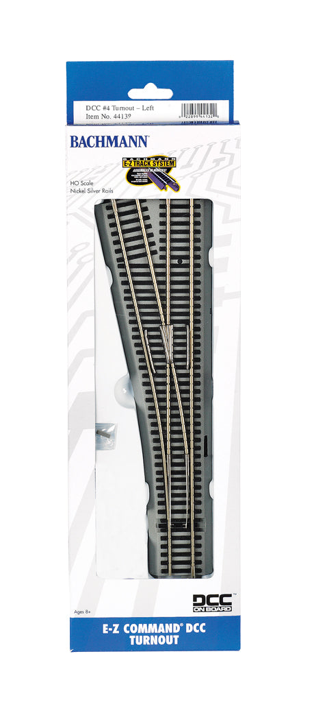 E-Z Command® DCC #4 Turnout-Left (HO Scale Nickel Silver) - Bachmann 44139