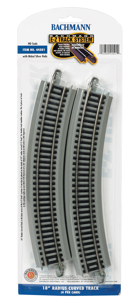 18" Radius Curved (HO Scale Nickel Silver) - Bachmann 44501