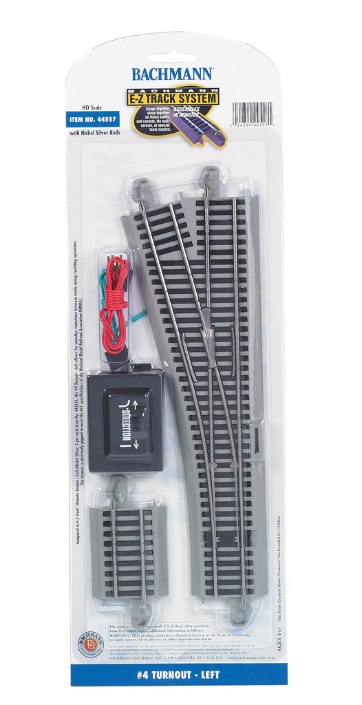 #4 Turnout- Left (HO Scale Nickel Silver) - Bachmann 44557