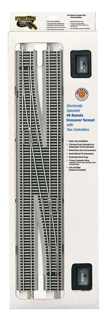 #6 Remote Crossover Turnout - Left (HO Scale Nickel Silver) - Bachmann 44575
