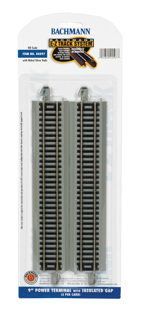 9" Power Terminal with Insulated Gap (HO Scale Nickel Silver) - Bachmann 44597