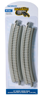 18" Radius Curved with Concrete Ties (HO Scale Nickel Silver) - Bachmann 44701