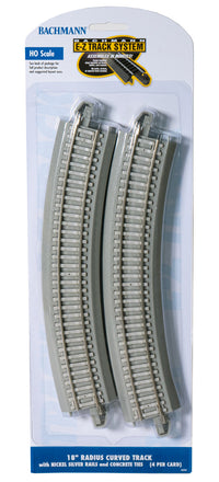 18" Radius Curved with Concrete Ties (HO Scale Nickel Silver) - Bachmann 44701