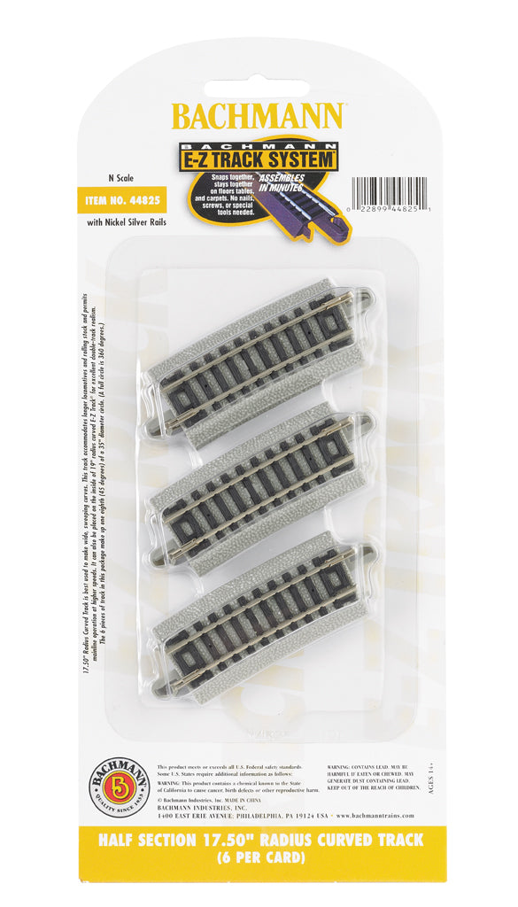 Half Section 17.50" Radius Curved Track - N Scale - Bachmann 44825