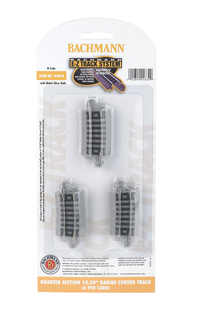 Quarter Section 12.50" Radius Curved Track (N Scale) - Bachmann 44832