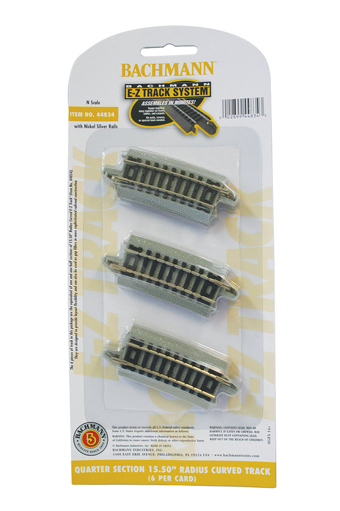 Quarter Section 15.50" Radius Curved Track - N Scale - Bachmann 44834