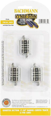 Bachmann 44835 N scale E-Z Track 17.5-inch radius quarter-section curve six-pack