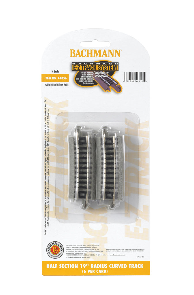 Half Section 19" Radius Curved Track (N Scale) - Bachmann 44856