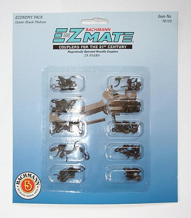 Bachmann 78125 HO E-Z Mate Mark II center shank medium couplers 25 pairs