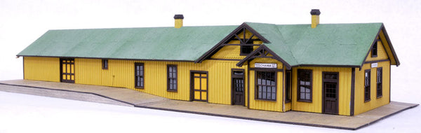 Completed and painted Banta Modelworks 2098 HO Chama Depot kit