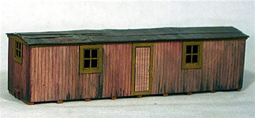 Banta Modelworks 6106 Ridgway Boxcar Storage Shed O scale kit, assembled and weathered model.