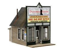 Banta Modelworks 6120 Duncan's Boots O scale kit, assembled and painted storefront.