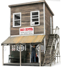 Banta Modelworks 6131 B&O Hotel O scale kit, alternate assembled example; figure is separate.