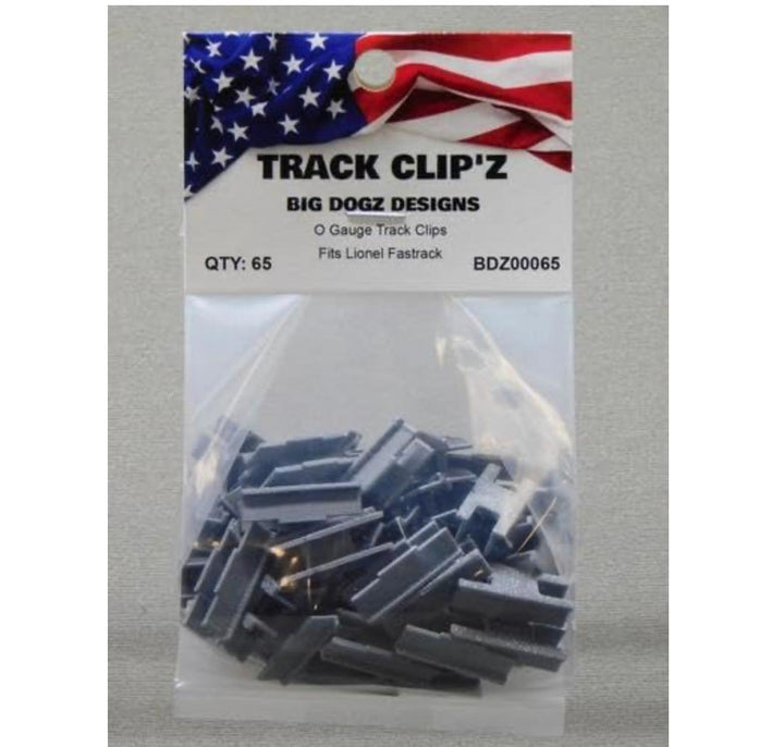 Big Dogz Designs Track Clip’z for Lionel FasTrack, 65-Pack — packaging showing pack count