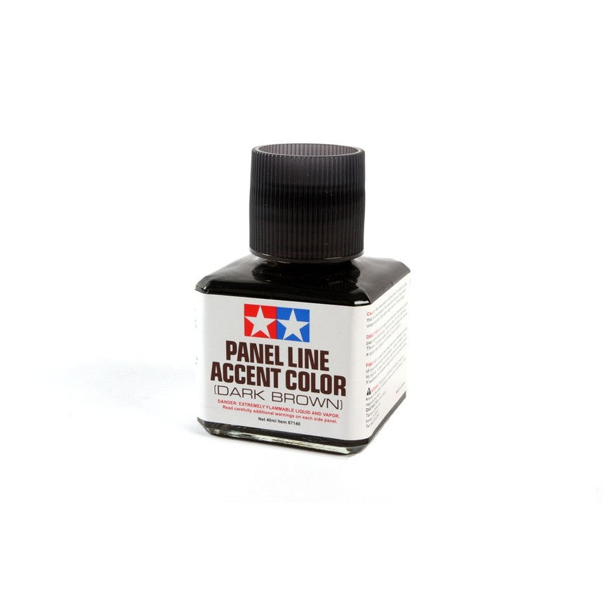Tamiya Dark Brown Panel Line Accent Color 40ml Jar with Brush — exact product reference