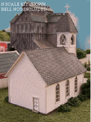 Blair Line N Wood Church Kit — completed model view 2