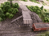Blair Line N Wooden Truck Dump Kit — completed model view 2