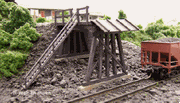 Blair Line N Wooden Truck Dump Kit — completed model view 3
