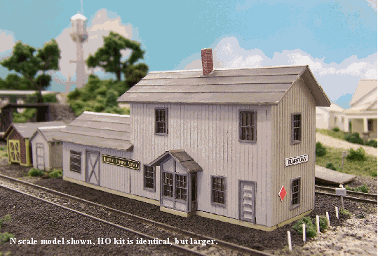 Blair Line N Blairstown Two-Story Depot Kit — completed model view 1