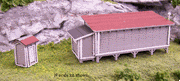 Blair Line N Joe's Cabin & Outhouse Kit — completed model view 2