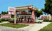 Blair Line N Hudson Oil Gas Station Kit — completed model view 1