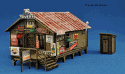 Blair Line N Sam's Roadhouse & Outhouse Kit — completed model view 1