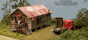 Blair Line N Sam's Roadhouse & Outhouse Kit — completed model view 2