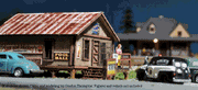 Blair Line N Sam's Roadhouse & Outhouse Kit — completed model view 3