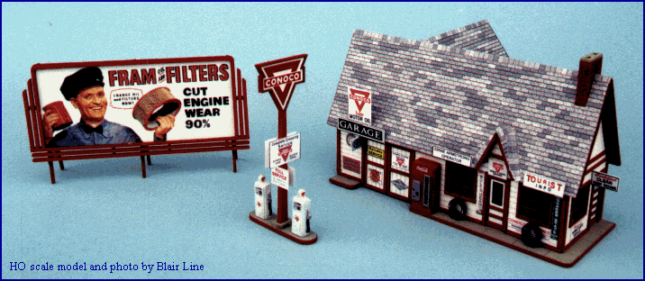 Blair Line HO Ernie's Gas Station Kit — completed model view 1