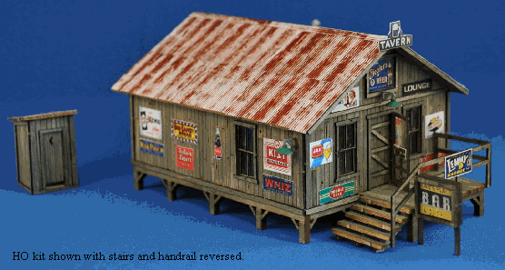 Blair Line HO Sam's Roadhouse & Outhouse Kit — completed model view 1