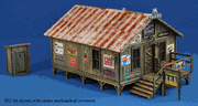 Blair Line HO Sam's Roadhouse & Outhouse Kit — completed model view 1