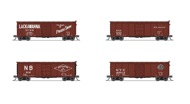 Broadway Limited N New York Central Family 40-Foot Boxcar Set C 4-Pack - product view 1